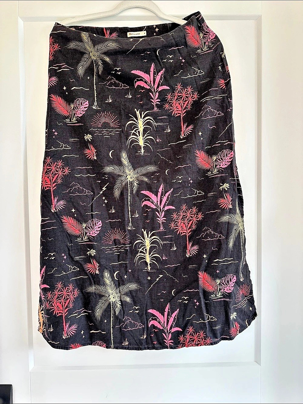 Marine Layer Ryan Midi Slip Skirt Floral Black & Pink Size 8